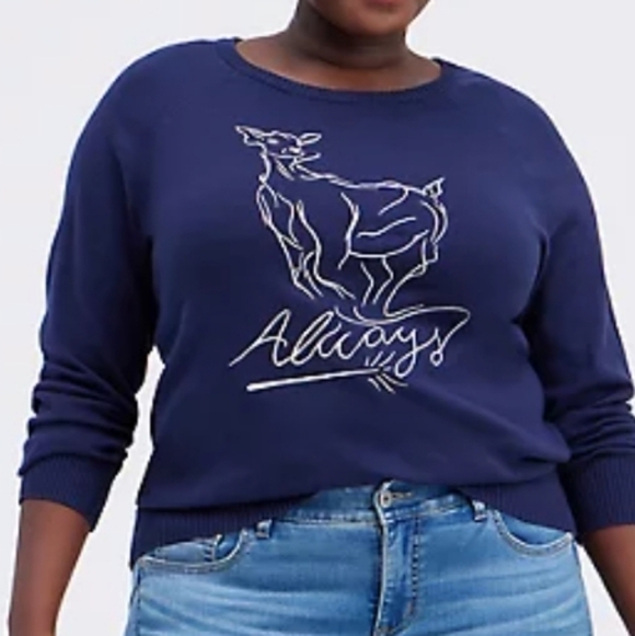 Torrid Harry Potter Patronus  Always Sweater Blue 1X - Picture 7 of 7
